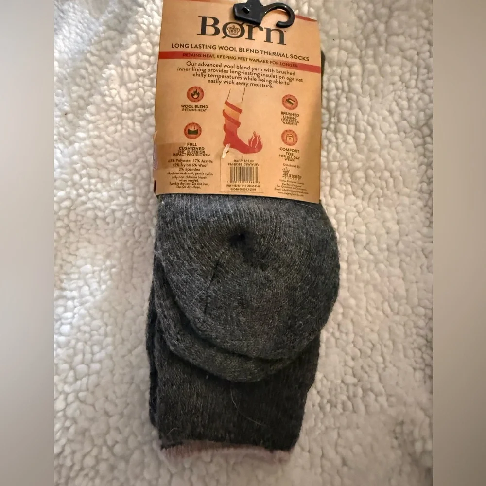 Born Pink and Gray Wool Blend Thermal Socks